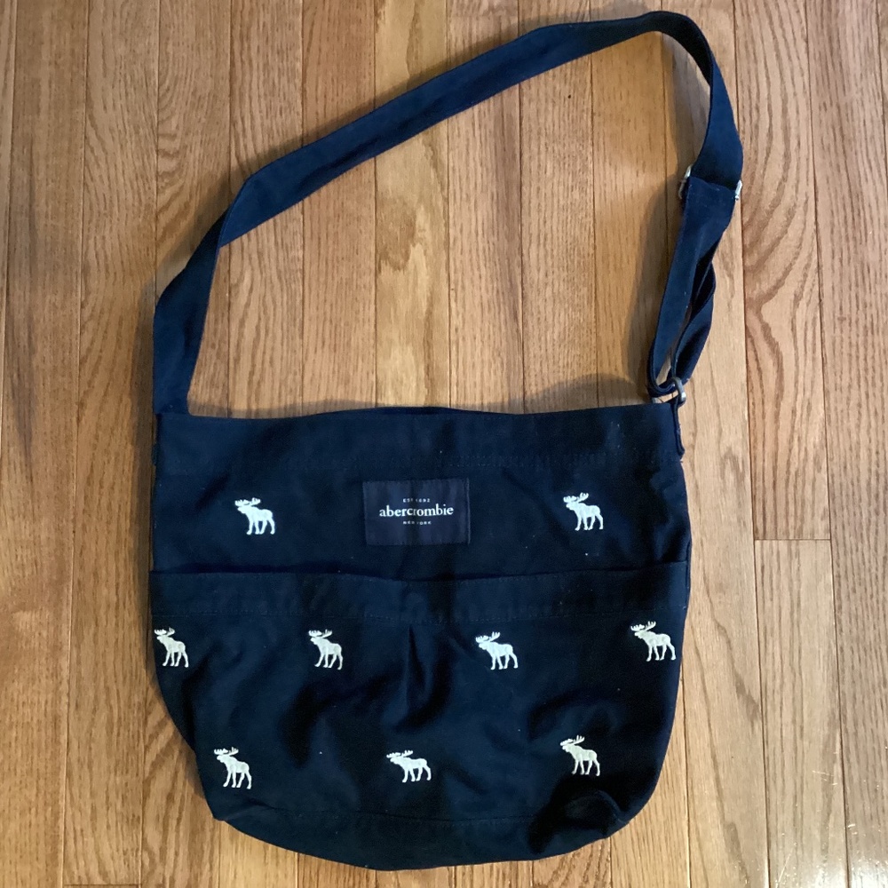 Abercrombie Navy Blue Messenger Book Bag Vintage Cotton